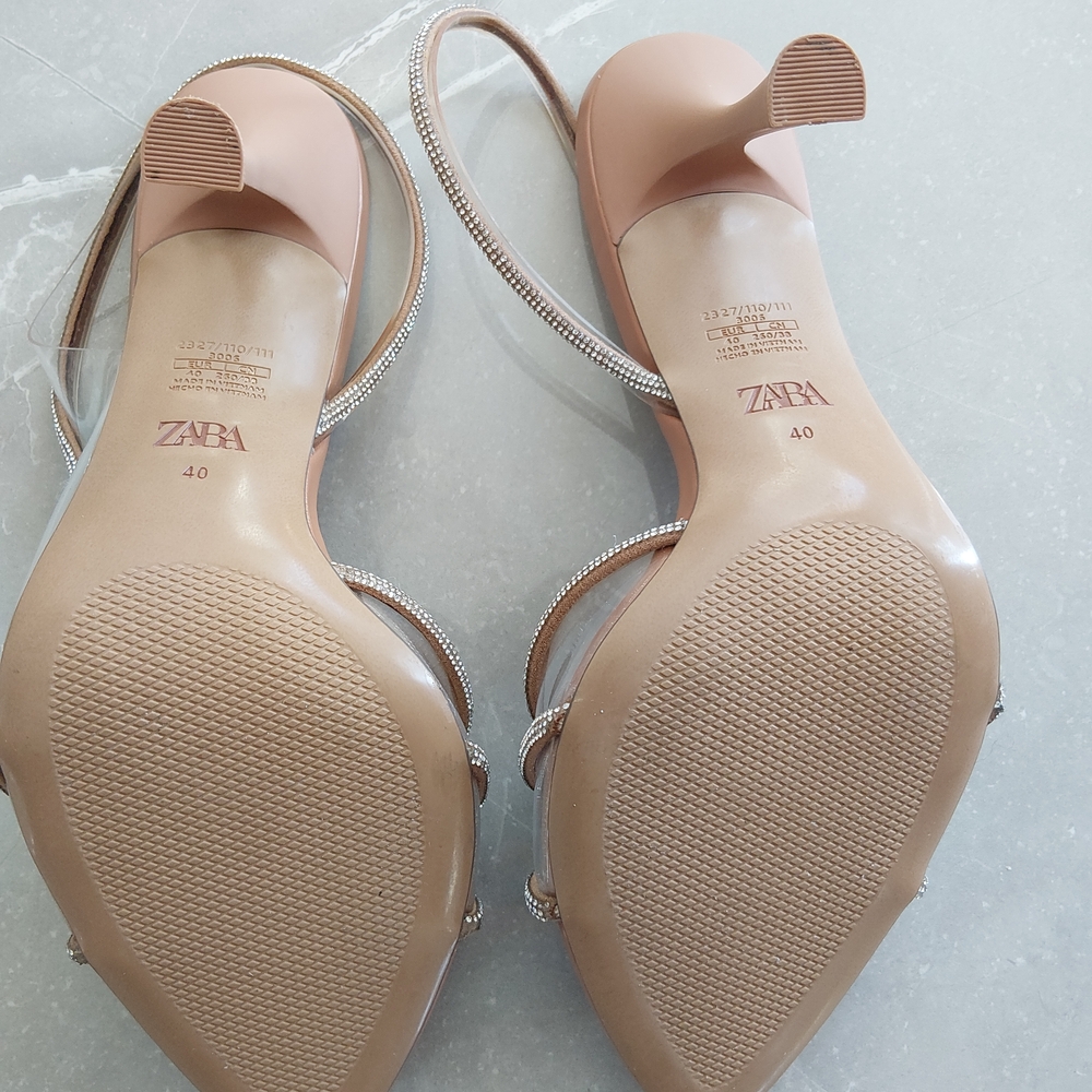 Zara Brown Rhinestone Strap Heels - Picture 4 of 6